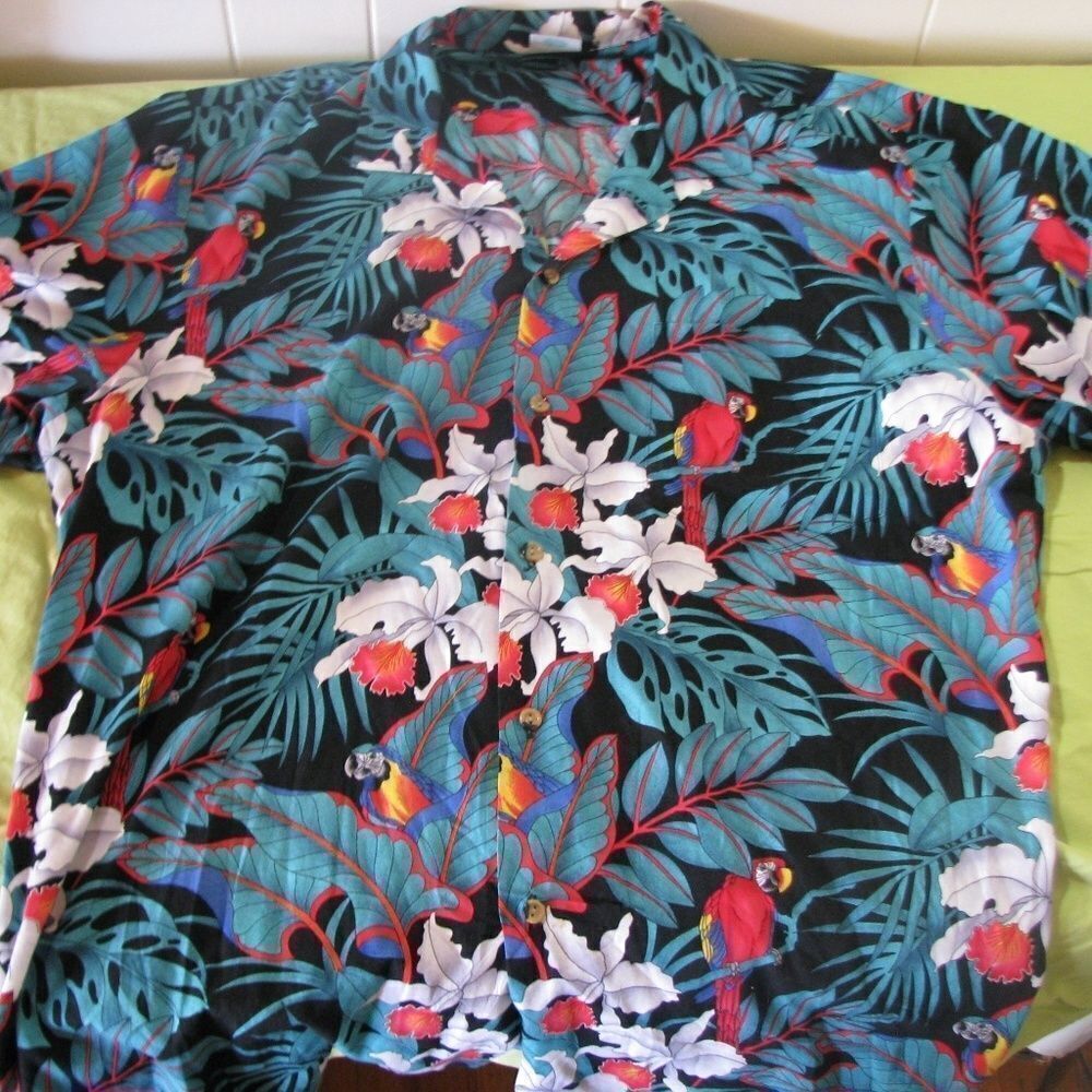 Vintage Jade Fashions Floral Hawaiian Shirt